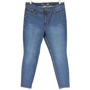 Old Navy Women's High-Rise Rockstar Super Skinny Blue Denim Jeans Size 14 Short
